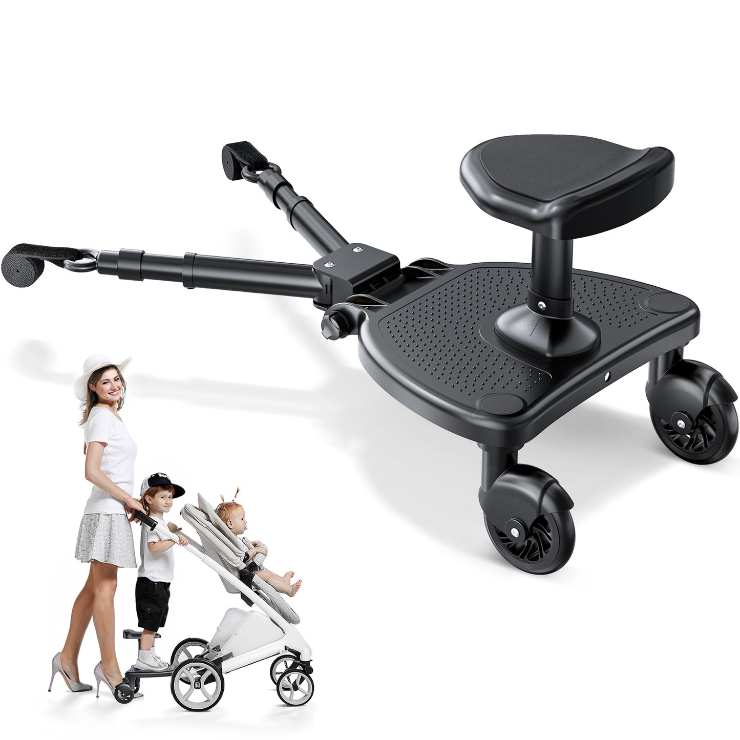 BugyKido Buggy Board with Wider Seat, Universal Buggy Board for Toddlers from 2-6 Years, Kiddy Board Compatible with Over 99% of Prams, Load Capacity 25 kg