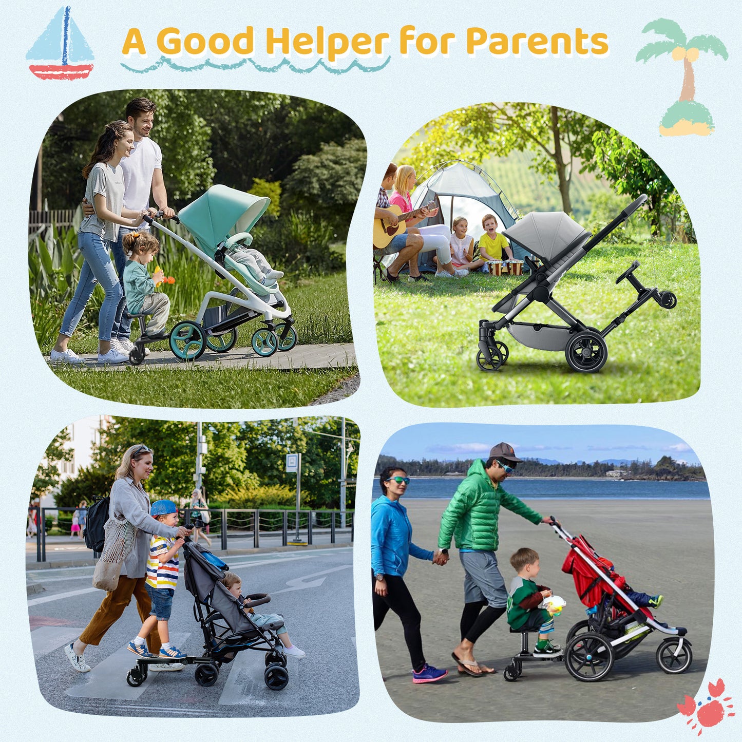 BugyKido Buggy Board with Wider Seat, Universal Buggy Board for Toddlers from 2-6 Years, Kiddy Board Compatible with Over 99% of Prams, Load Capacity 25 kg