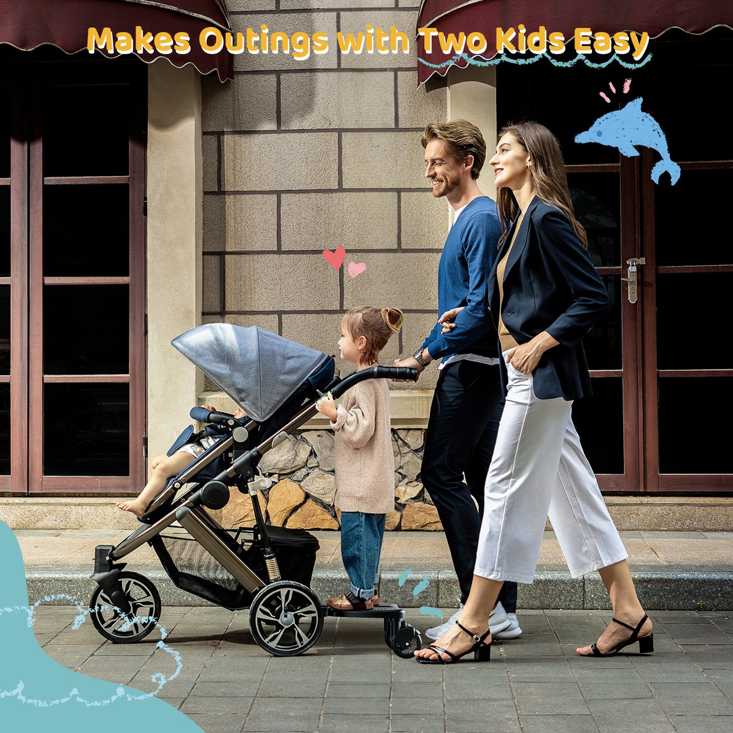 BugyKido Buggy Board with Wider Seat, Universal Buggy Board for Toddlers from 2-6 Years, Kiddy Board Compatible with Over 99% of Prams, Load Capacity 25 kg
